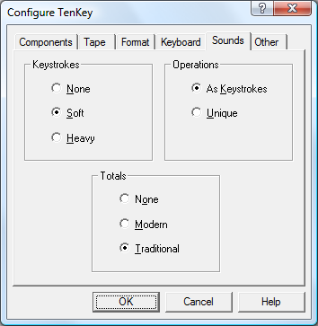 Judy's TenKey Calculator Sound Options