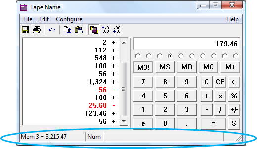 calculator status bar