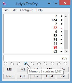Judy's TenKey Calculator tool tips